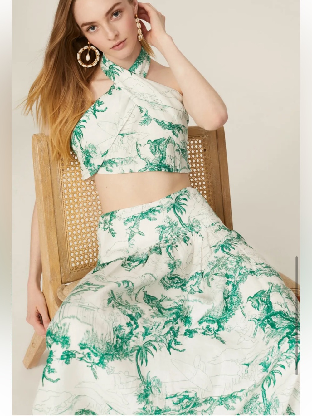 Joie Green Toile Set - Brixerley Skirt (Size 2) and Lark Top (Size Large)